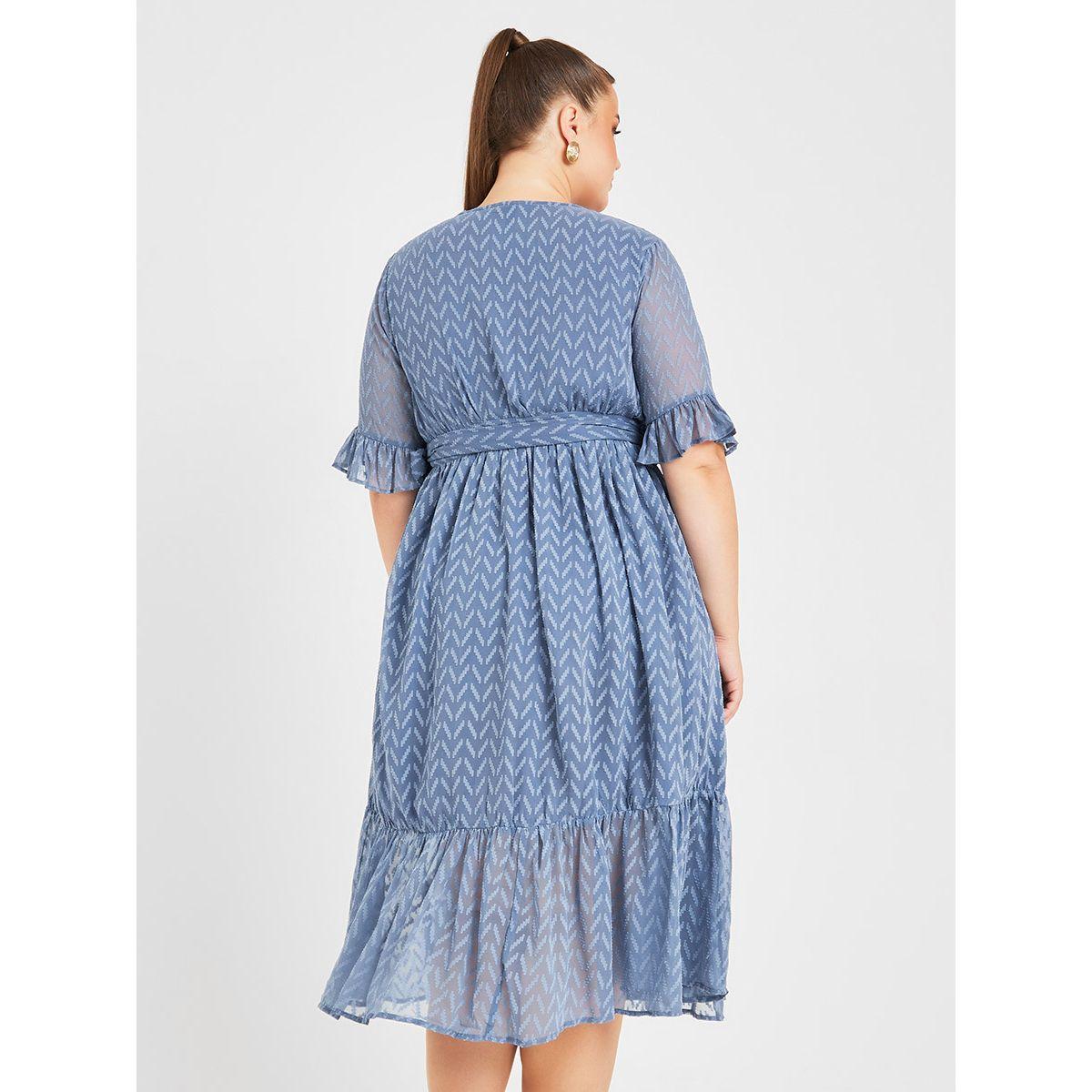 Styli Plus Zigzag Dobby Texture Wrap Midi Dress-women-clothing-dresses-image-4