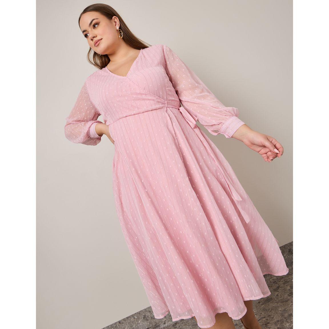 Styli Plus Dobby Wrap Midi Dress-women-clothing-dresses-image-3