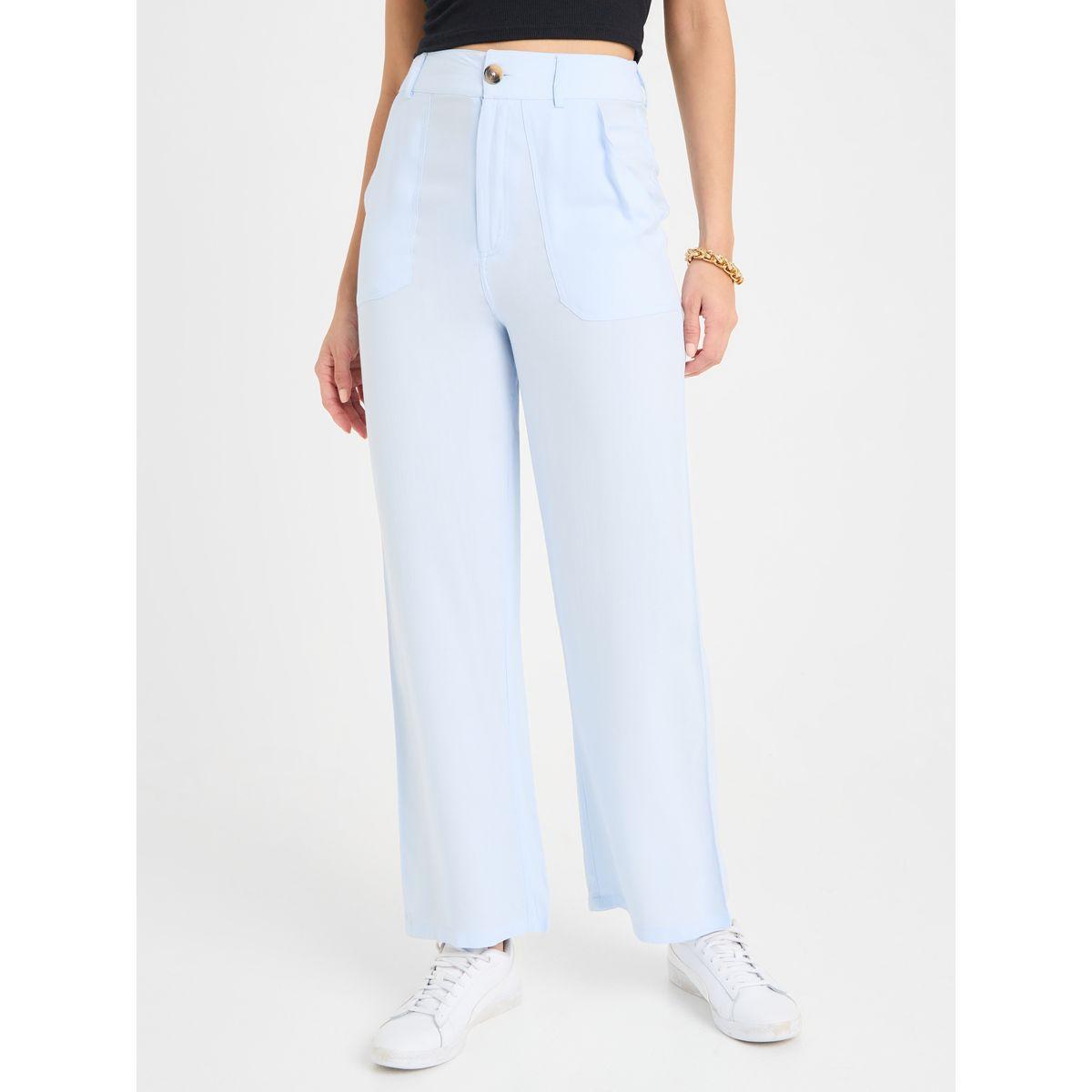 Styli Solid Straight Fit Pants with Front Pockets-women-clothing-bottoms-trousers-image-1