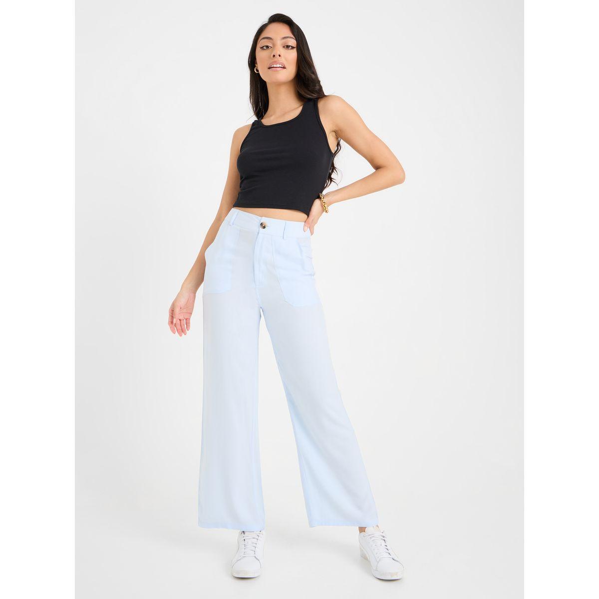 Styli Solid Straight Fit Pants with Front Pockets-women-clothing-bottoms-trousers-image-2