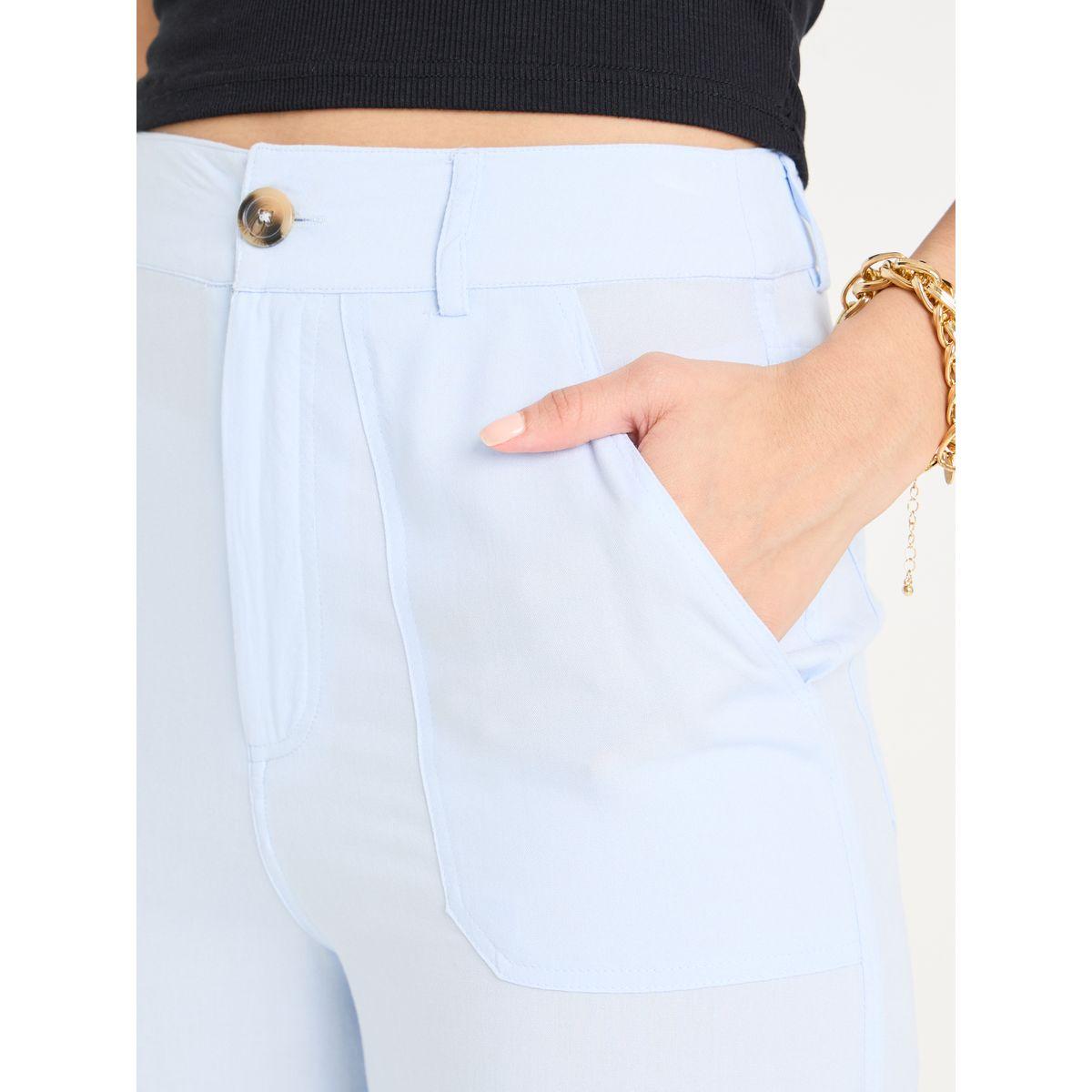 Styli Solid Straight Fit Pants with Front Pockets-women-clothing-bottoms-trousers-image-3