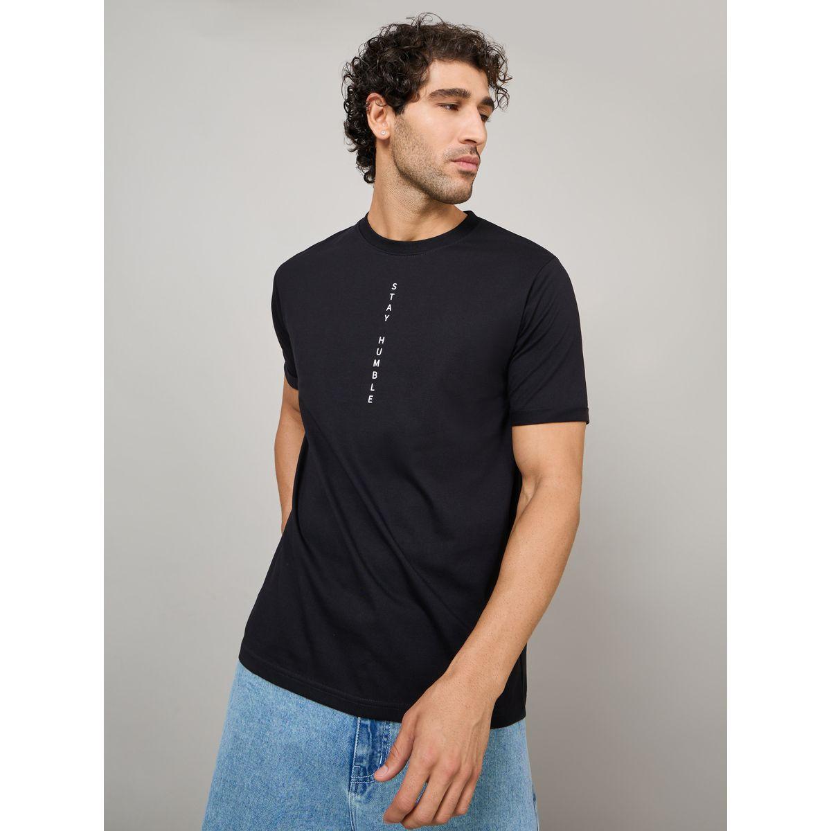 Styli Slogan Print Regular Fit T-Shirt with Turn-Up Sleeve-men-clothing-tshirtsandpolos-tshirts-image-1