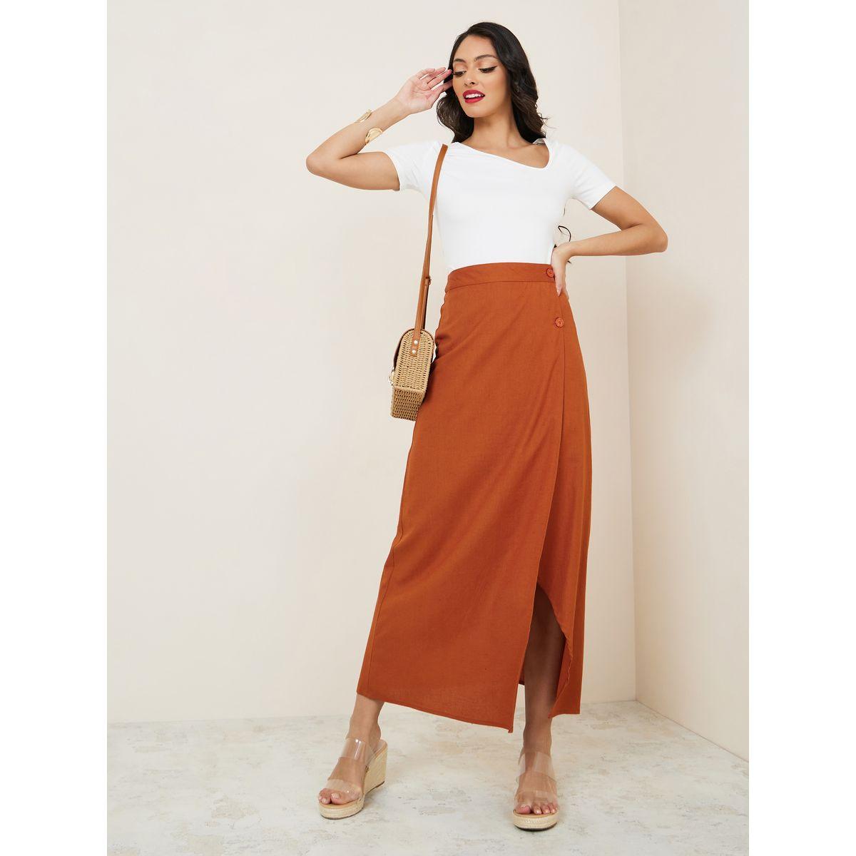 Styli High Rise Wrap Maxi Skirt with Buttons-women-clothing-bottoms-skirts-image-1
