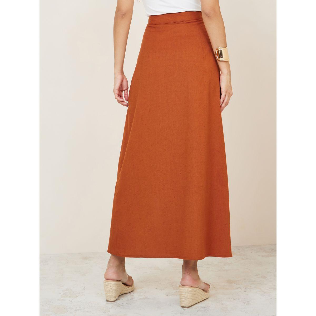 تنورة طويلة بنمط لف وأزرار-women-clothing-bottoms-skirts-image-4