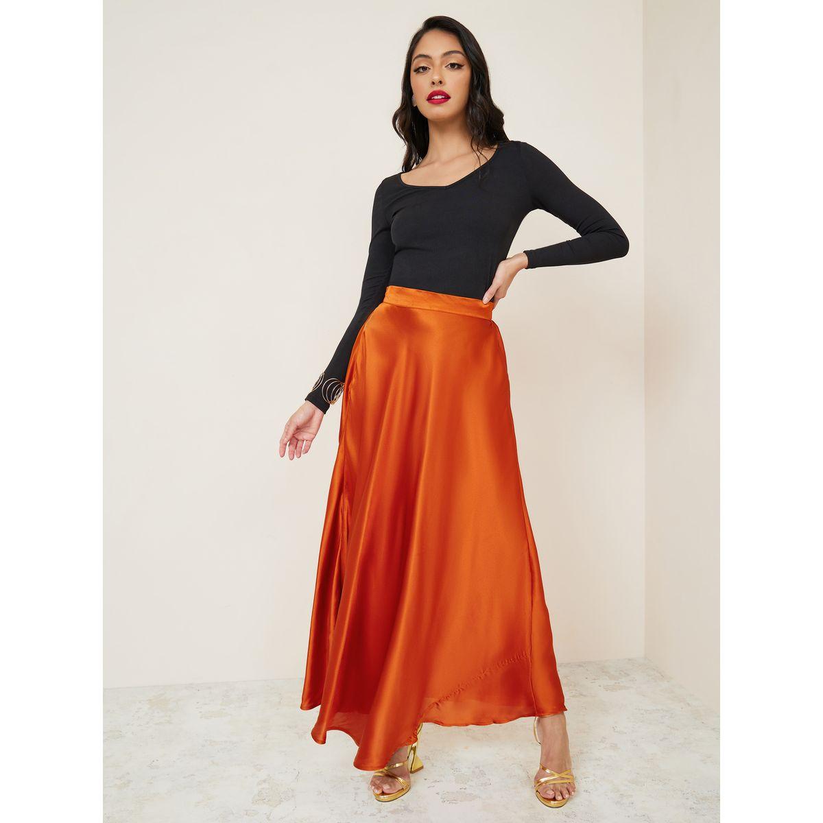 Styli High Rise Satin Flared Maxi Skirt-women-clothing-bottoms-skirts-image-1