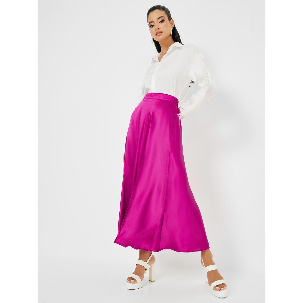 Styli High Rise Satin Flared Maxi Skirt-women-clothing-bottoms-skirts-image-1