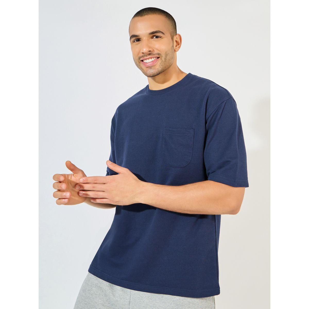 تيشيرت فضفاض بقطن تيري مع جيب-men-clothing-tshirtsandpolos-tshirts-image-1