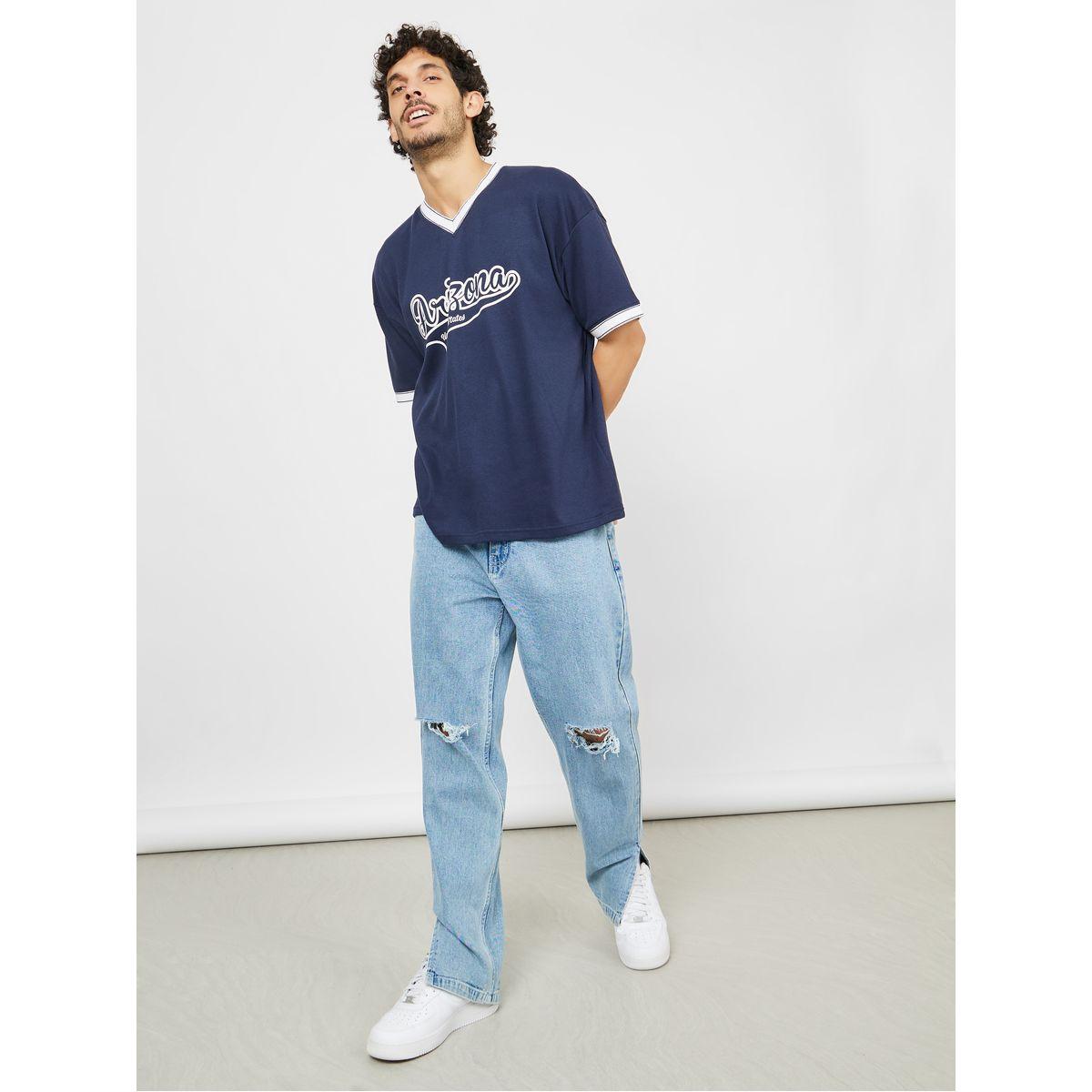 Styli Eco-Earth V Neck Tipping Rib Detail Oversized T-Shirt-men-clothing-tshirtsandpolos-tshirts-image-2