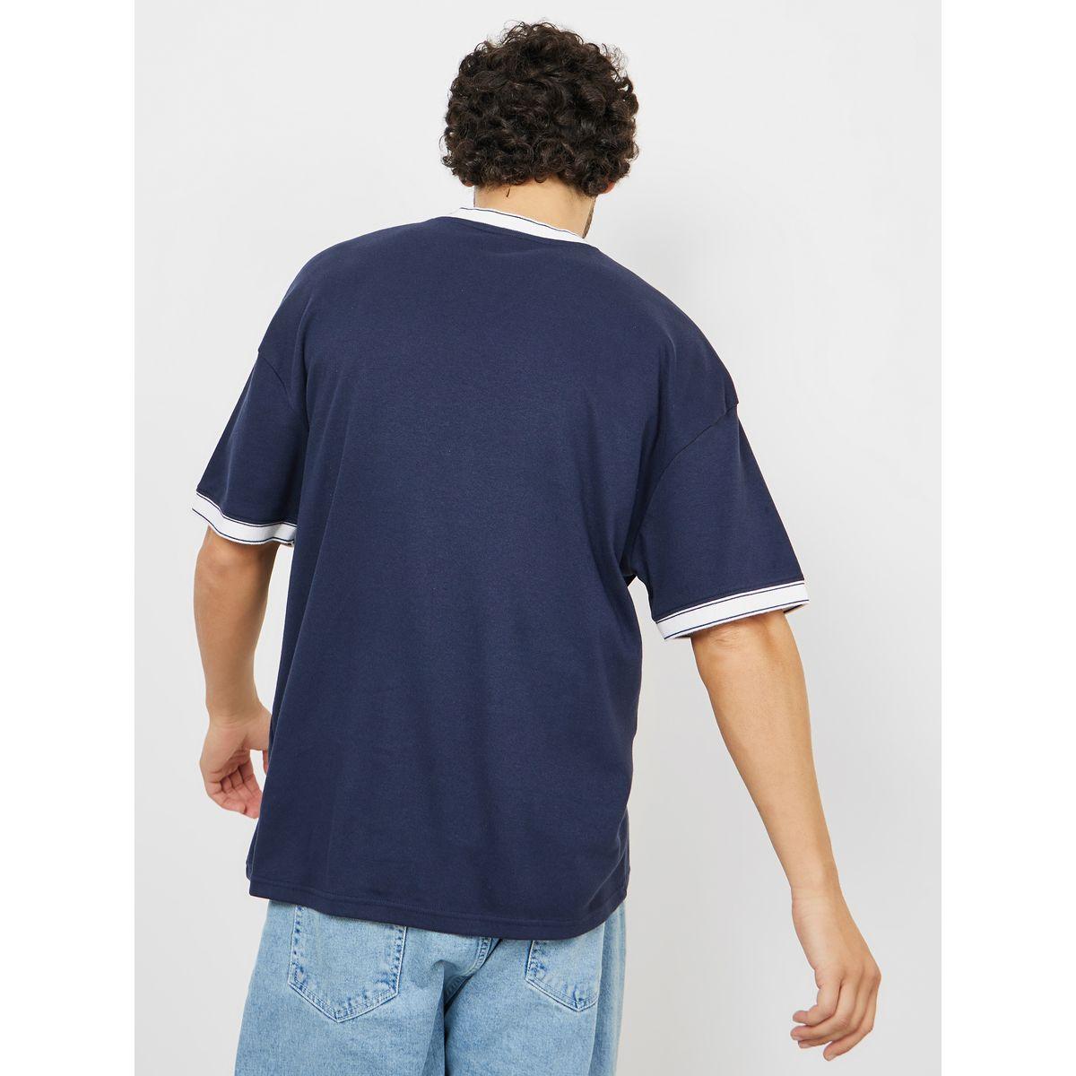 Styli Eco-Earth V Neck Tipping Rib Detail Oversized T-Shirt-men-clothing-tshirtsandpolos-tshirts-image-4