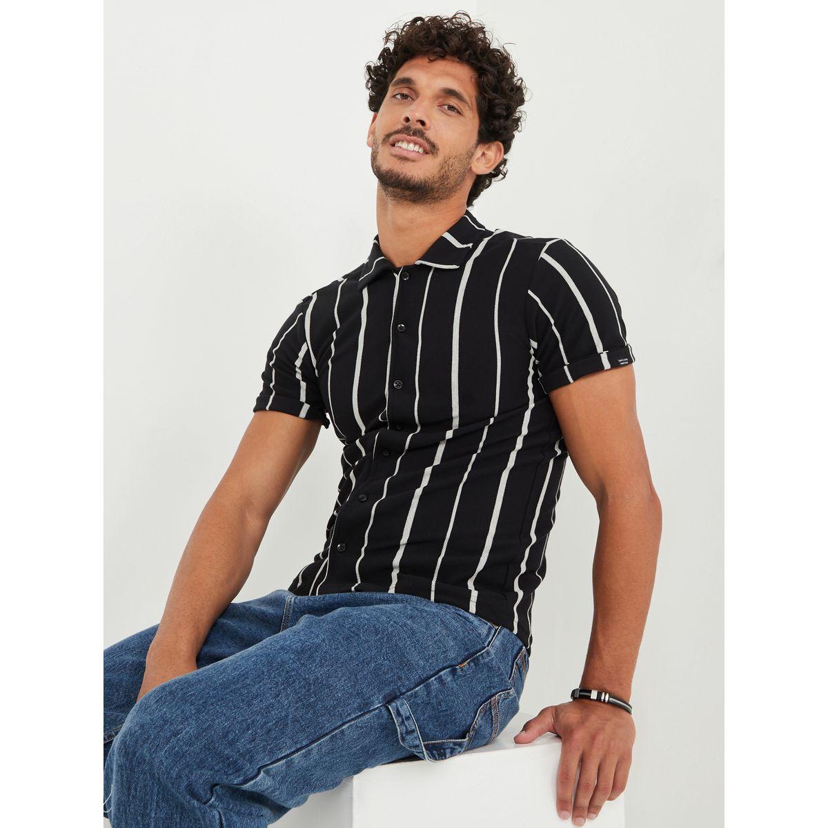 Styli Striped Slim Fit Shirt with Button Placket-men-clothing-shirts-image-1