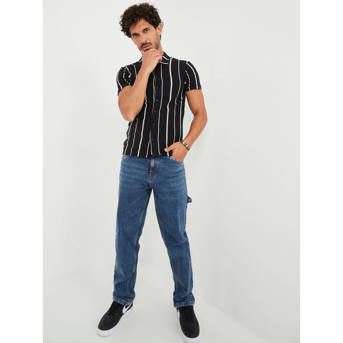 بلوزة مخططة بقصة سليم فت-men-clothing-shirts-image-2