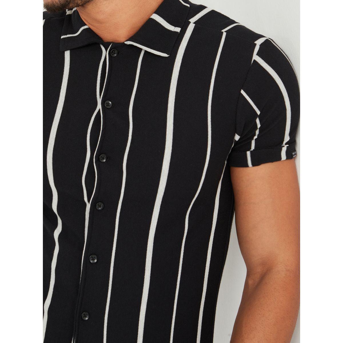 Styli Striped Slim Fit Shirt with Button Placket-men-clothing-shirts-image-3