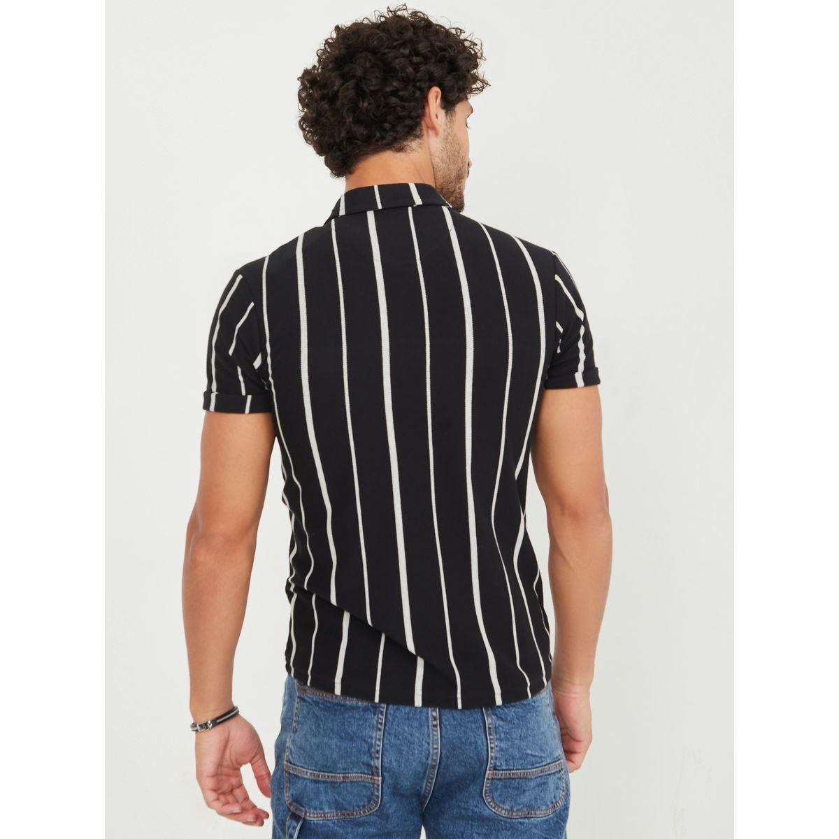 Styli Striped Slim Fit Shirt with Button Placket-men-clothing-shirts-image-4