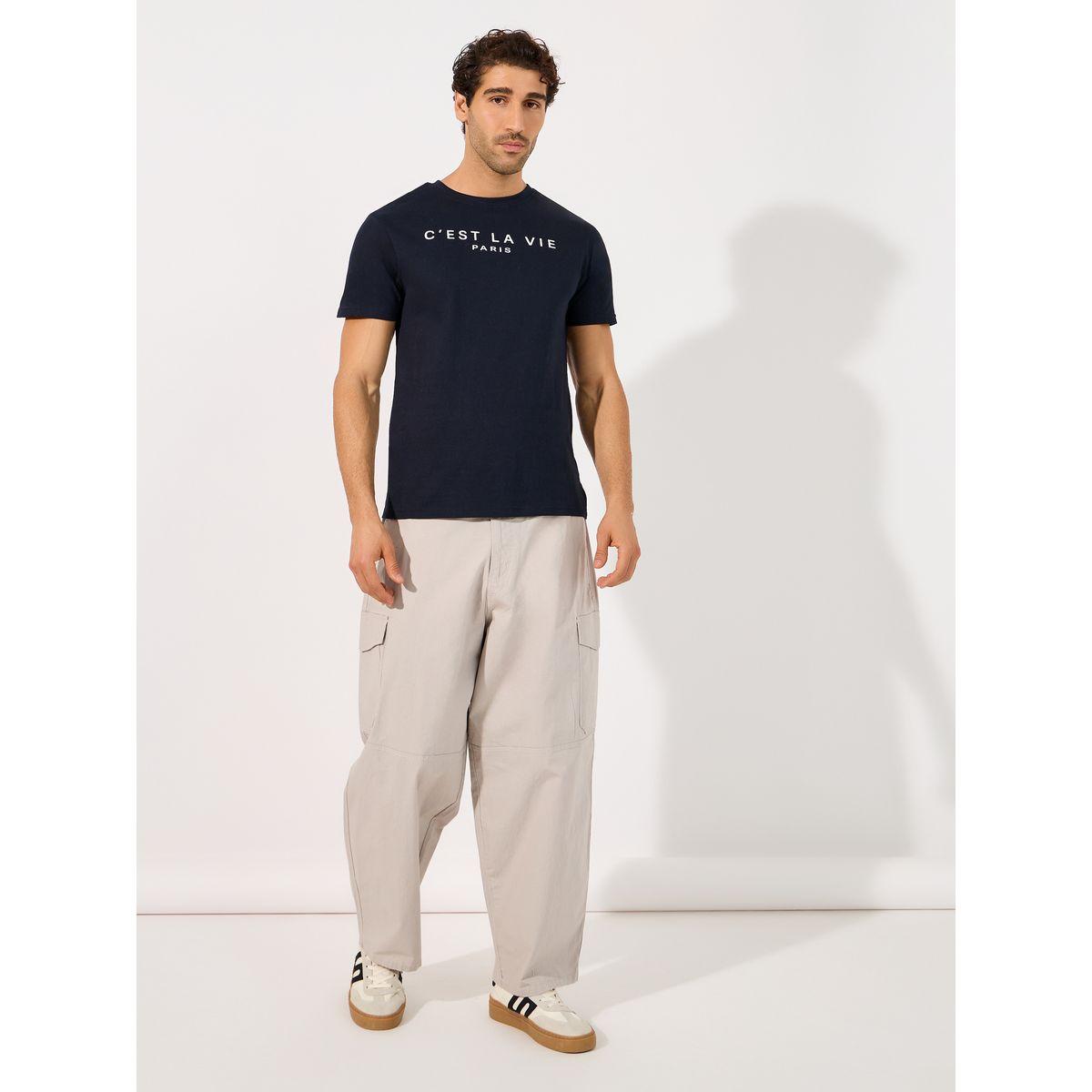 Styli C'est La Vie Slogan Regular Fit T-Shirt-men-clothing-tshirtsandpolos-tshirts-image-2