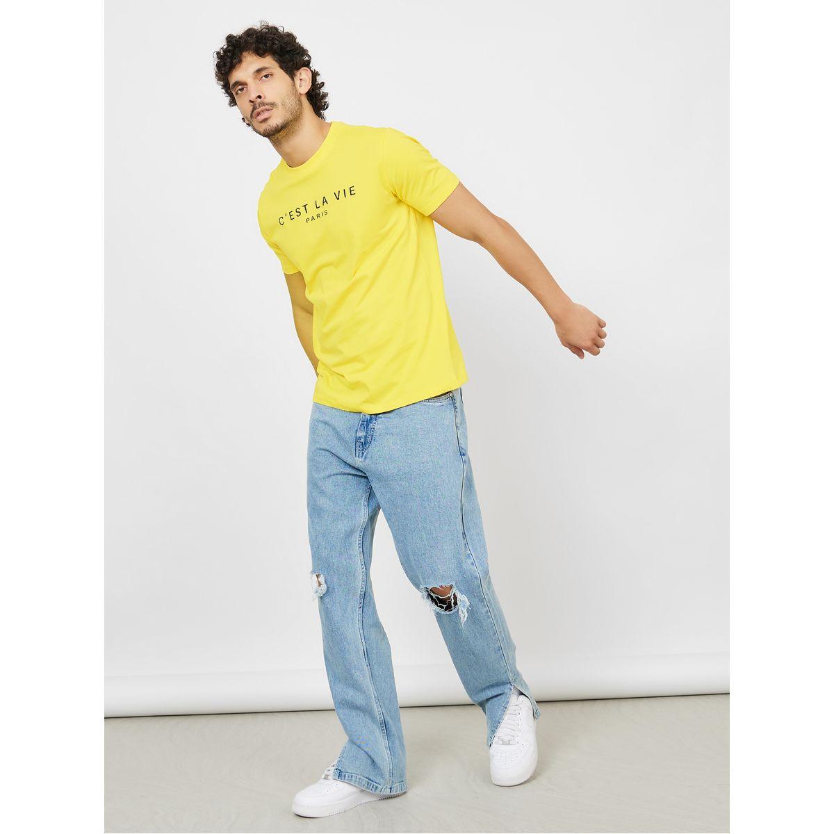 Styli C'est La Vie Slogan Regular Fit T-Shirt-men-clothing-tshirtsandpolos-tshirts-image-3