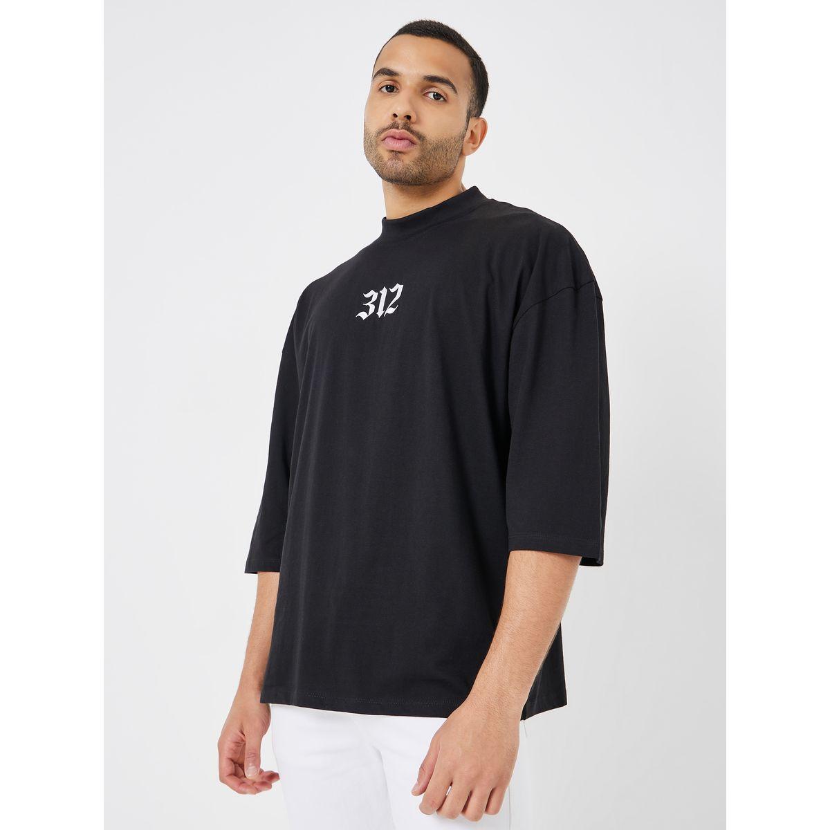 Styli 3/4 Sleeve Chest Embroidered Boxy T-Shirt-men-clothing-tshirtsandpolos-tshirts-image-1