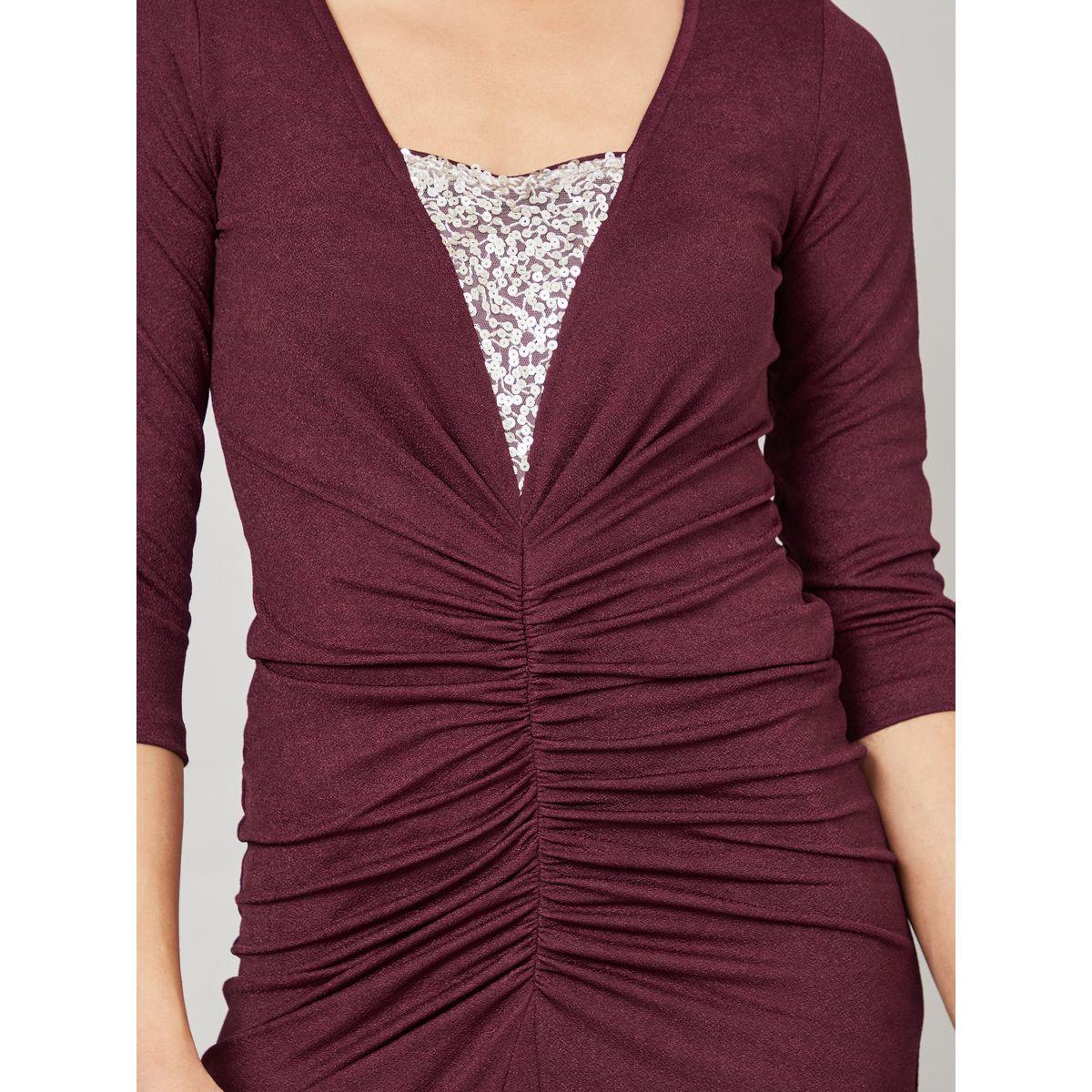 Styli 3/4 Sleeves Gathered Detail Midi Dress-women-clothing-dresses-image-3
