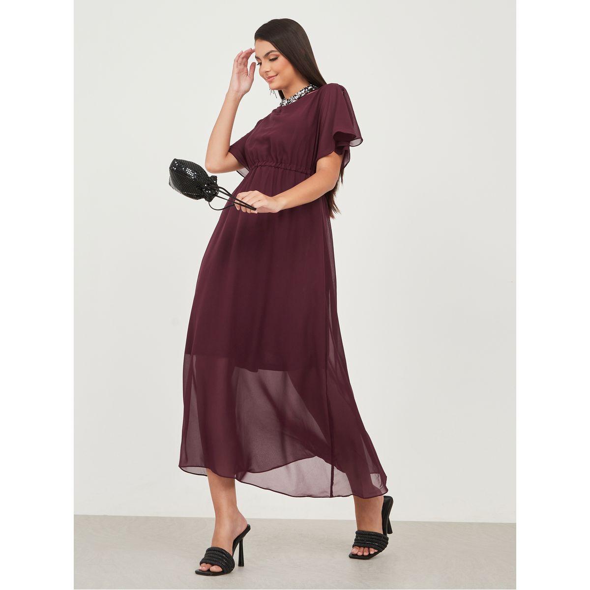 Styli Flare Short Sleeves A-Line Maxi Dress-women-clothing-dresses-image-1