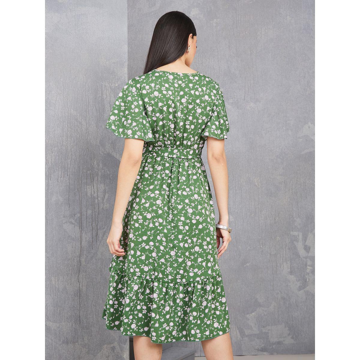 Styli Tie-Up Neck Floral A-Line Midi Dress with Tie Belt-women-clothing-dresses-image-4