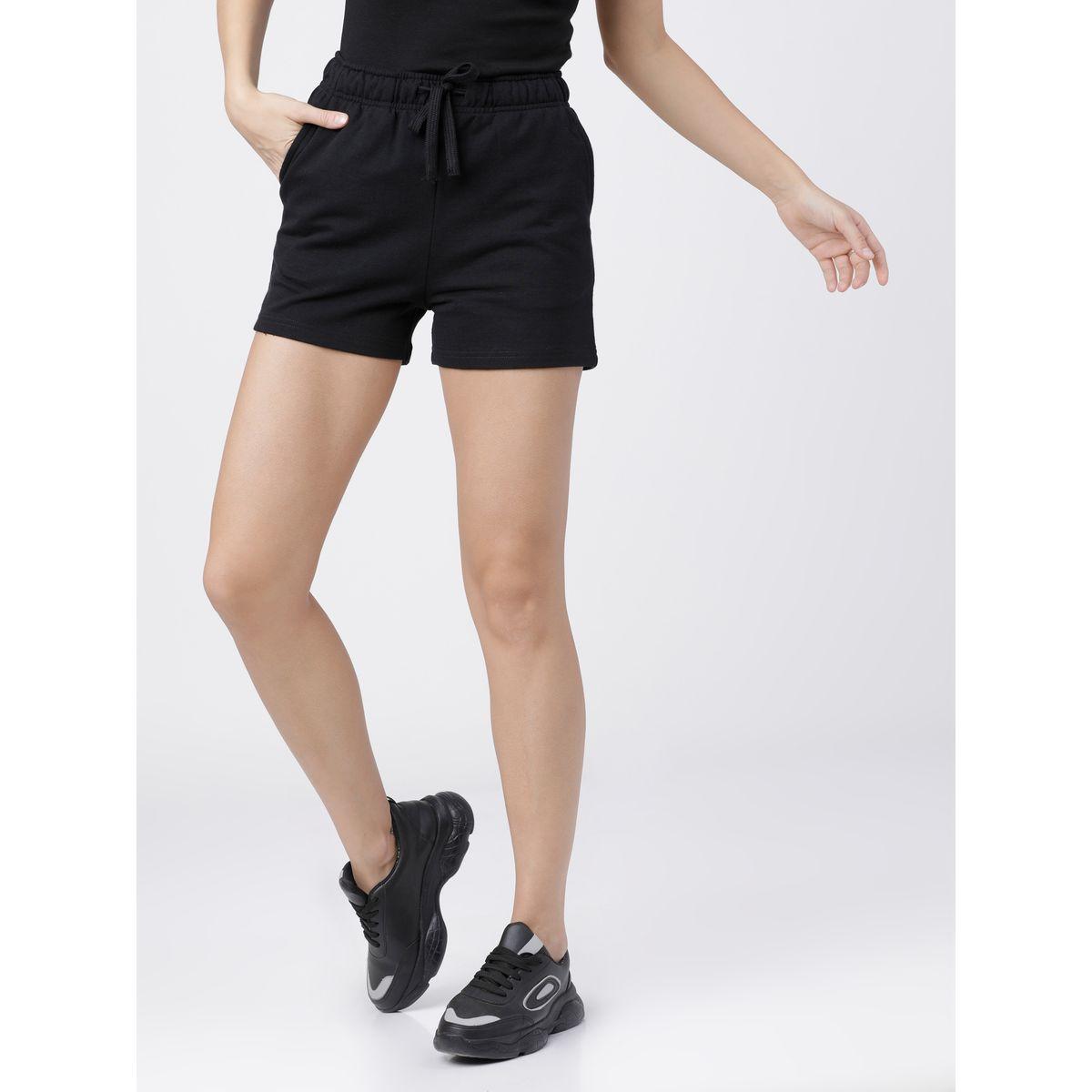 Tokyo Talkies X Styli Solid Knit Regular Fit Shorts-women-clothing-bottoms-shorts-image-1