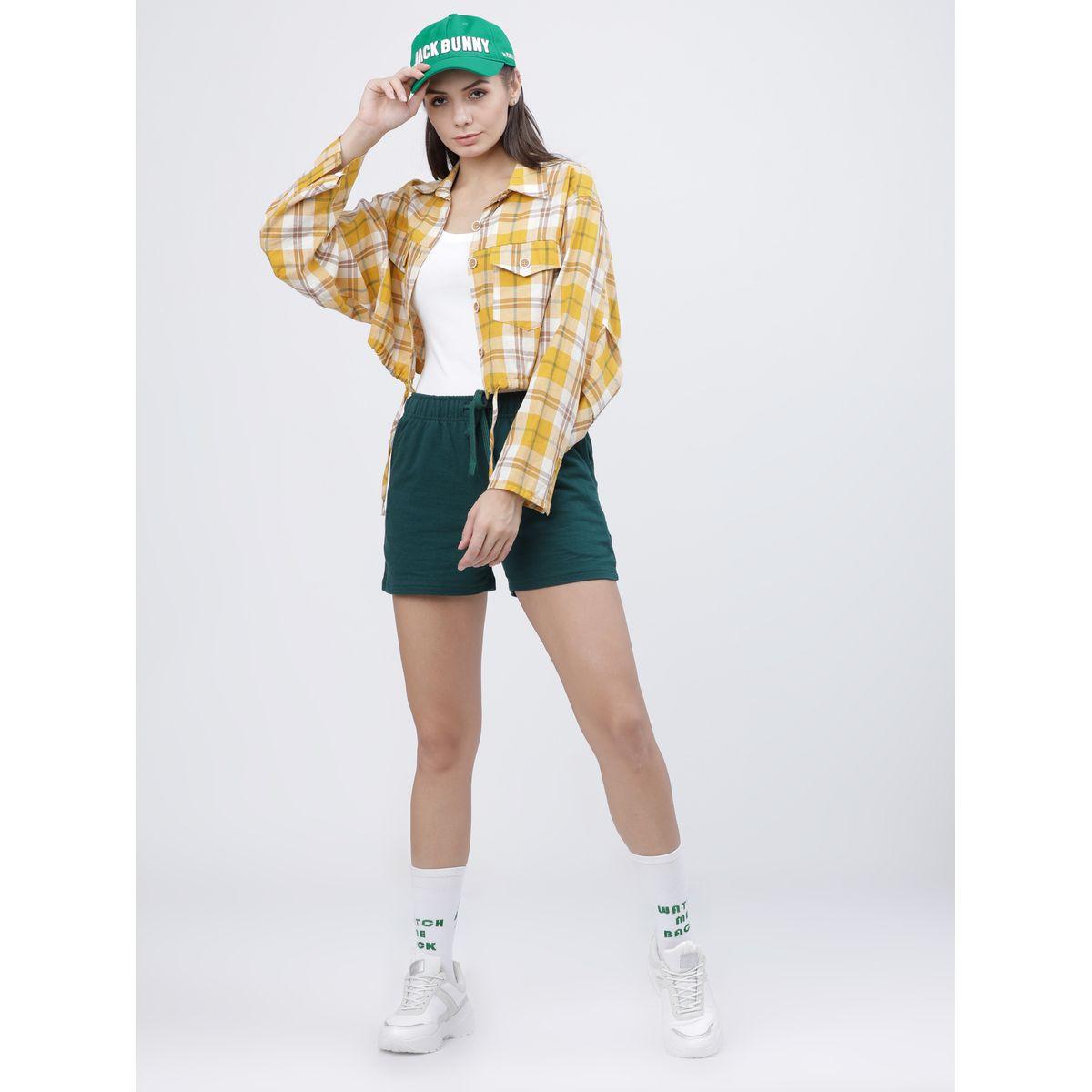 Tokyo Talkies X Styli Solid Knit Regular Fit Shorts-women-clothing-bottoms-shorts-image-2