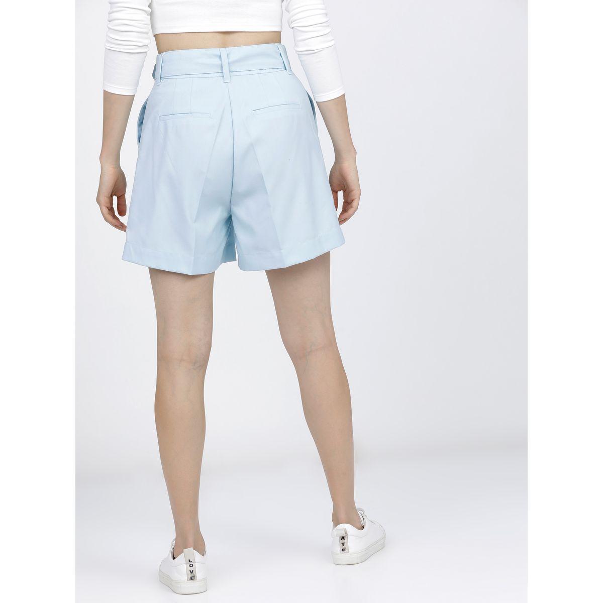 Tokyo Talkies X Styli High Waist Regular Fit Belted Shorts-women-clothing-bottoms-shorts-image-3