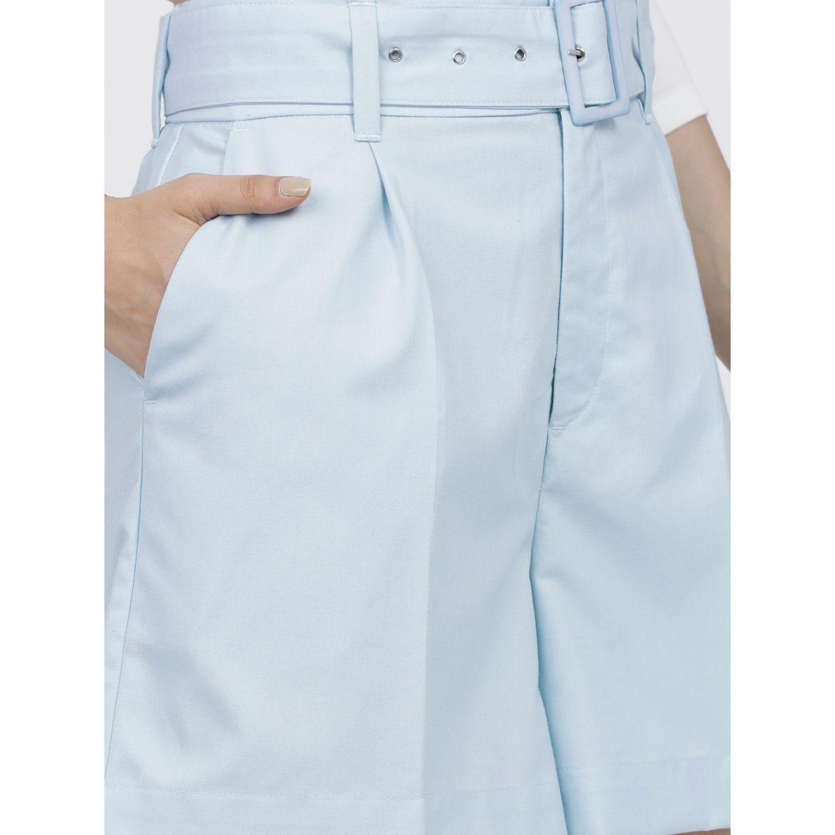 Tokyo Talkies X Styli High Waist Regular Fit Belted Shorts-women-clothing-bottoms-shorts-image-4