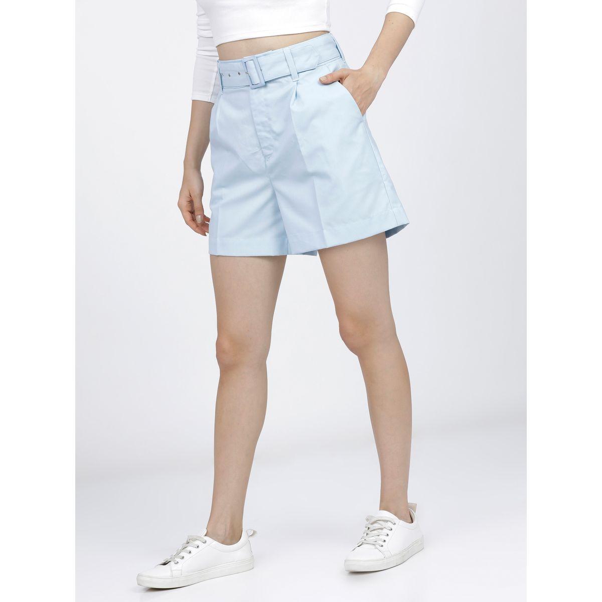 Tokyo Talkies X Styli High Waist Regular Fit Belted Shorts-women-clothing-bottoms-shorts-image-5