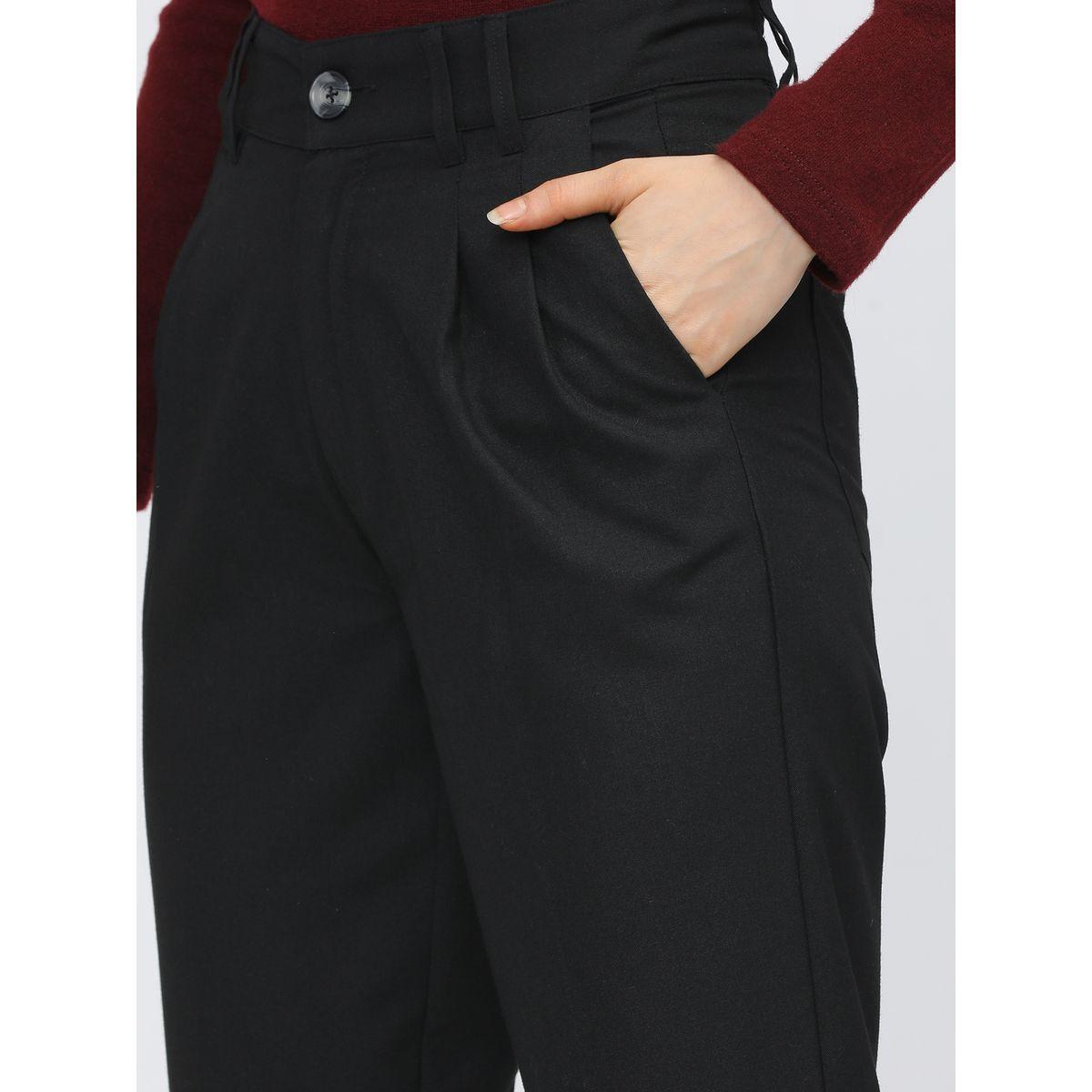 Tokyo Talkies X Styli Solid Tapered Fit Pleat Trouser-women-clothing-bottoms-trousers-image-4
