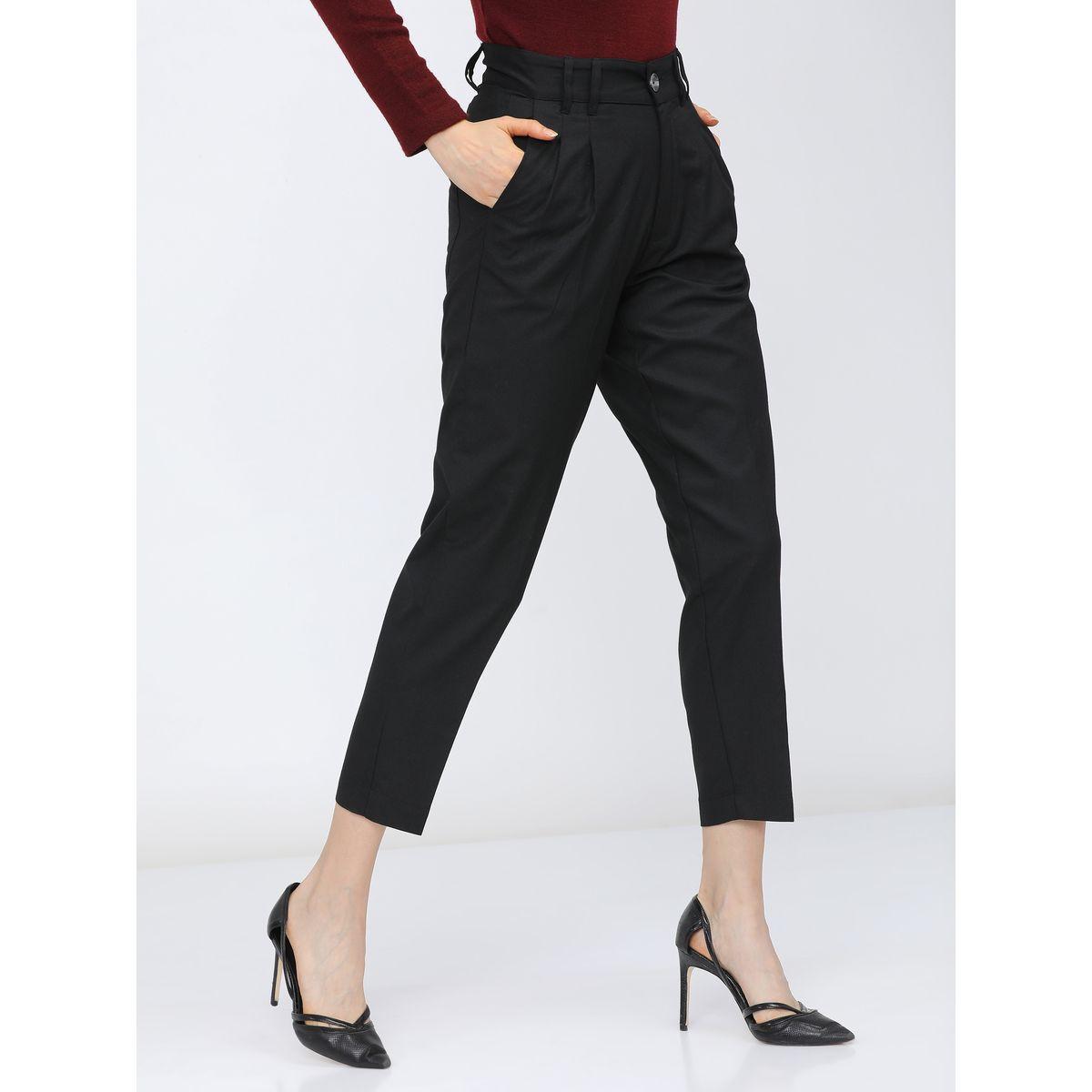 Tokyo Talkies X Styli Solid Tapered Fit Pleat Trouser-women-clothing-bottoms-trousers-image-6