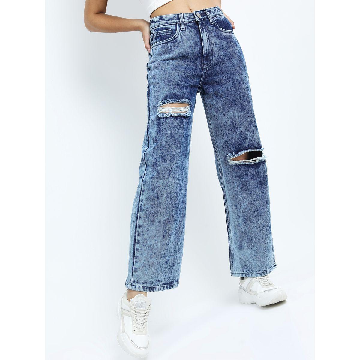 Tokyo Talkies X Styli Distress Mid Rise Wide Leg Jeans-women-clothing-bottoms-jeans-image-1