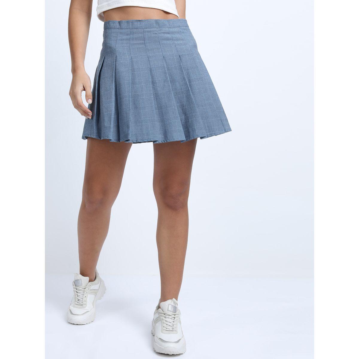 Tokyo Talkies X Styli Checked Pleated Mini A-Line Skirt-women-clothing-bottoms-skirts-image-1