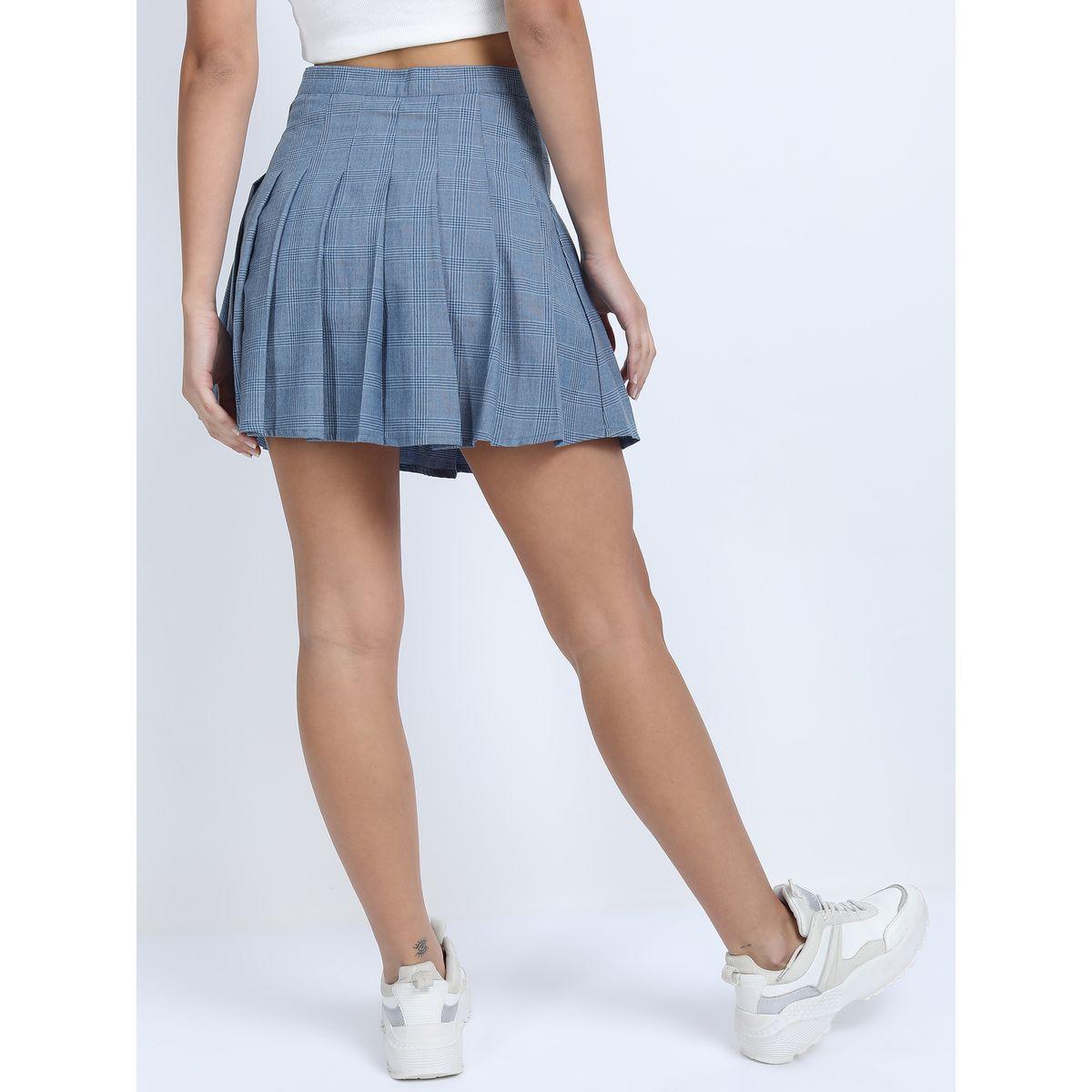 Tokyo Talkies X Styli Checked Pleated Mini A-Line Skirt-women-clothing-bottoms-skirts-image-3