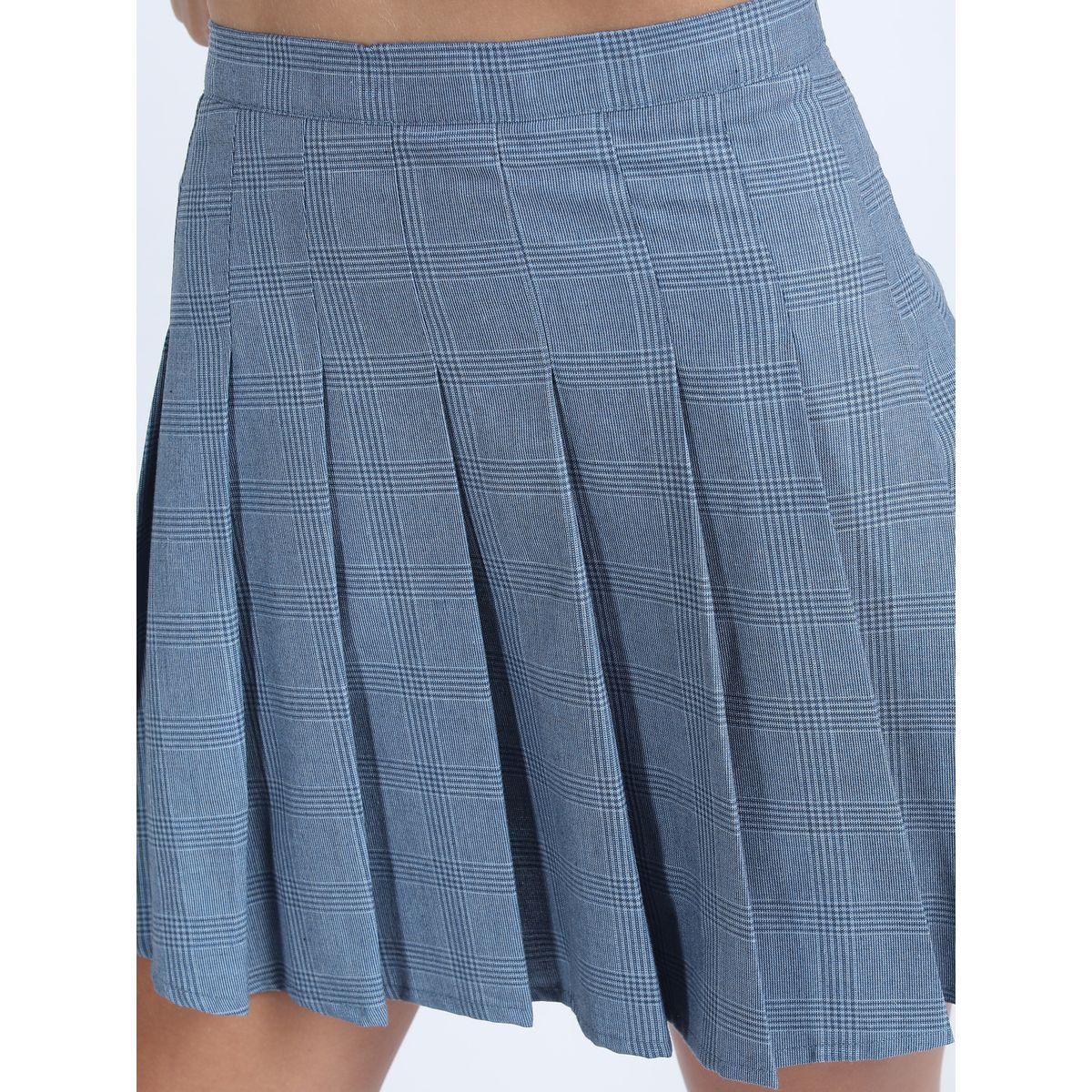 Tokyo Talkies X Styli Checked Pleated Mini A-Line Skirt-women-clothing-bottoms-skirts-image-4