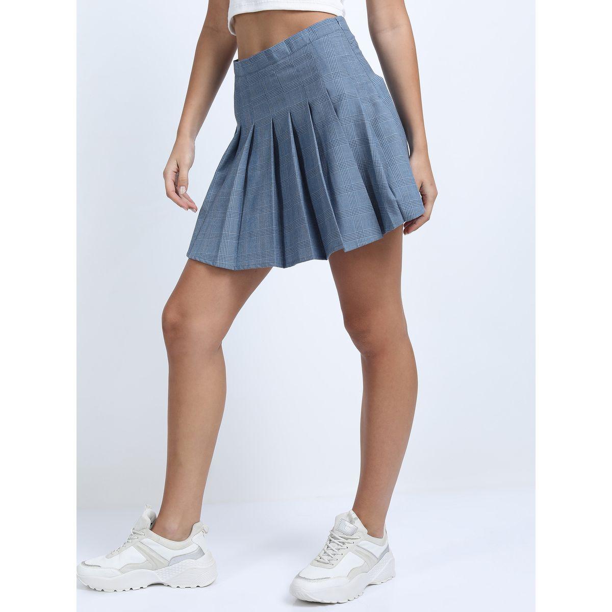 Tokyo Talkies X Styli Checked Pleated Mini A-Line Skirt-women-clothing-bottoms-skirts-image-5