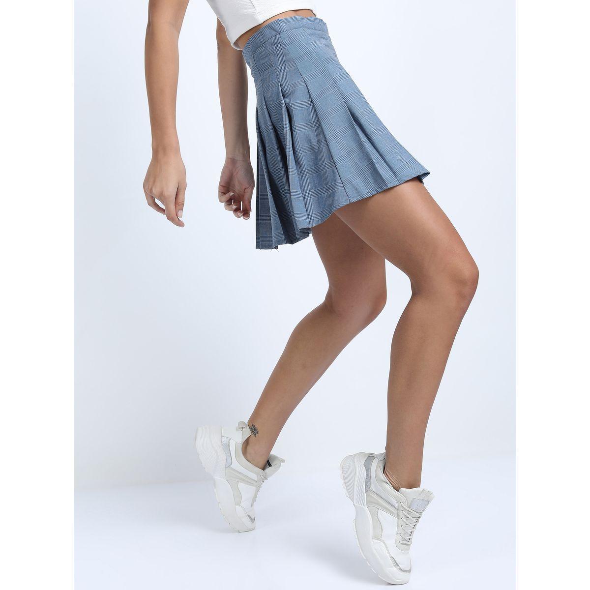 Tokyo Talkies X Styli Checked Pleated Mini A-Line Skirt-women-clothing-bottoms-skirts-image-6