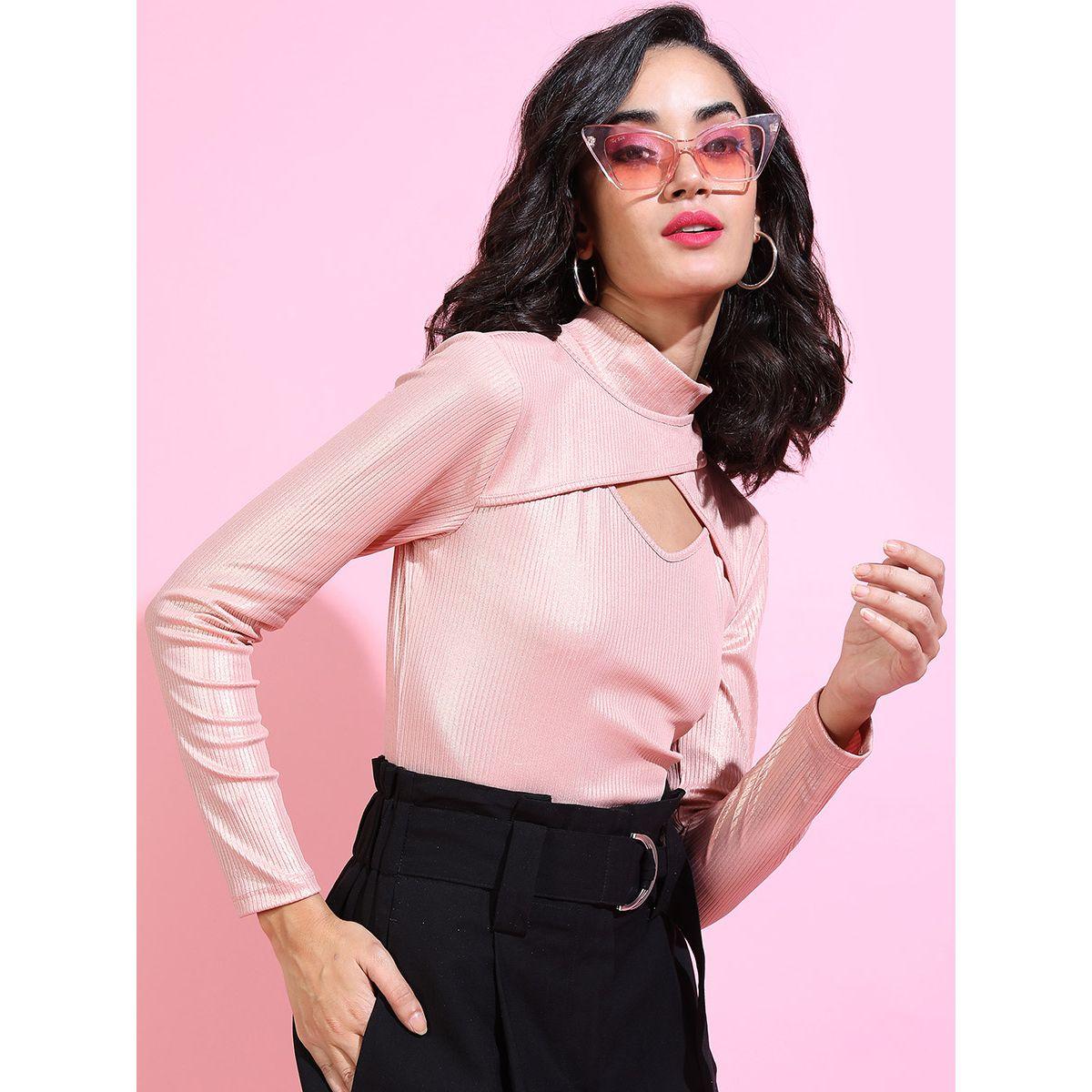 Tokyo Talkies X Styli Ribbed Cut Out Neck Fitted Top-women-clothing-shirtsandblouses-blouses-image-5