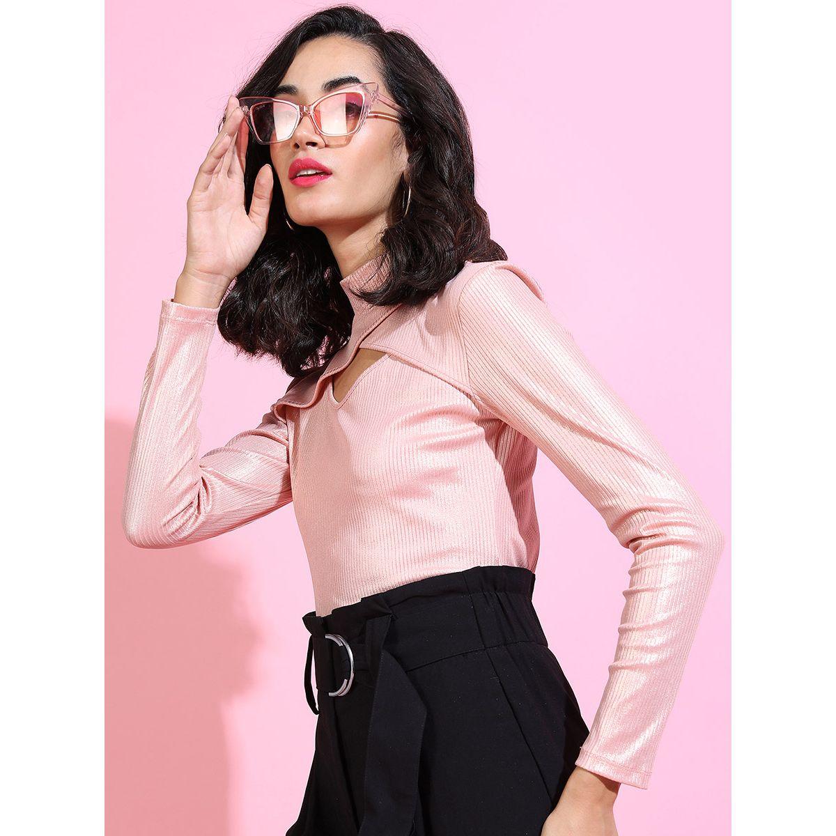 Tokyo Talkies X Styli Ribbed Cut Out Neck Fitted Top-women-clothing-shirtsandblouses-blouses-image-6