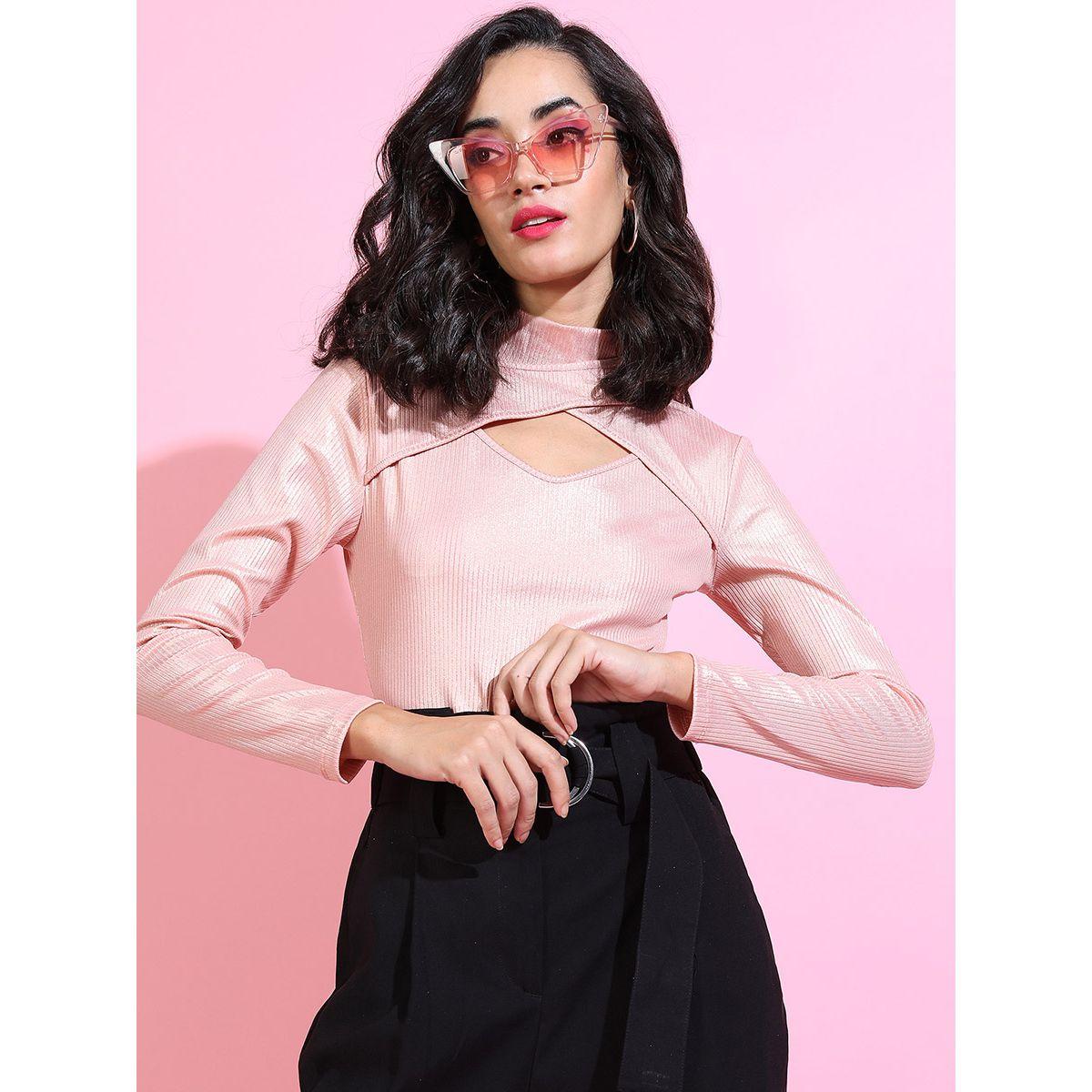بلوزة مضلعة بياقة مزينة بفتحة طوكيو توكيز × ستايلي-women-clothing-shirtsandblouses-blouses-image-7
