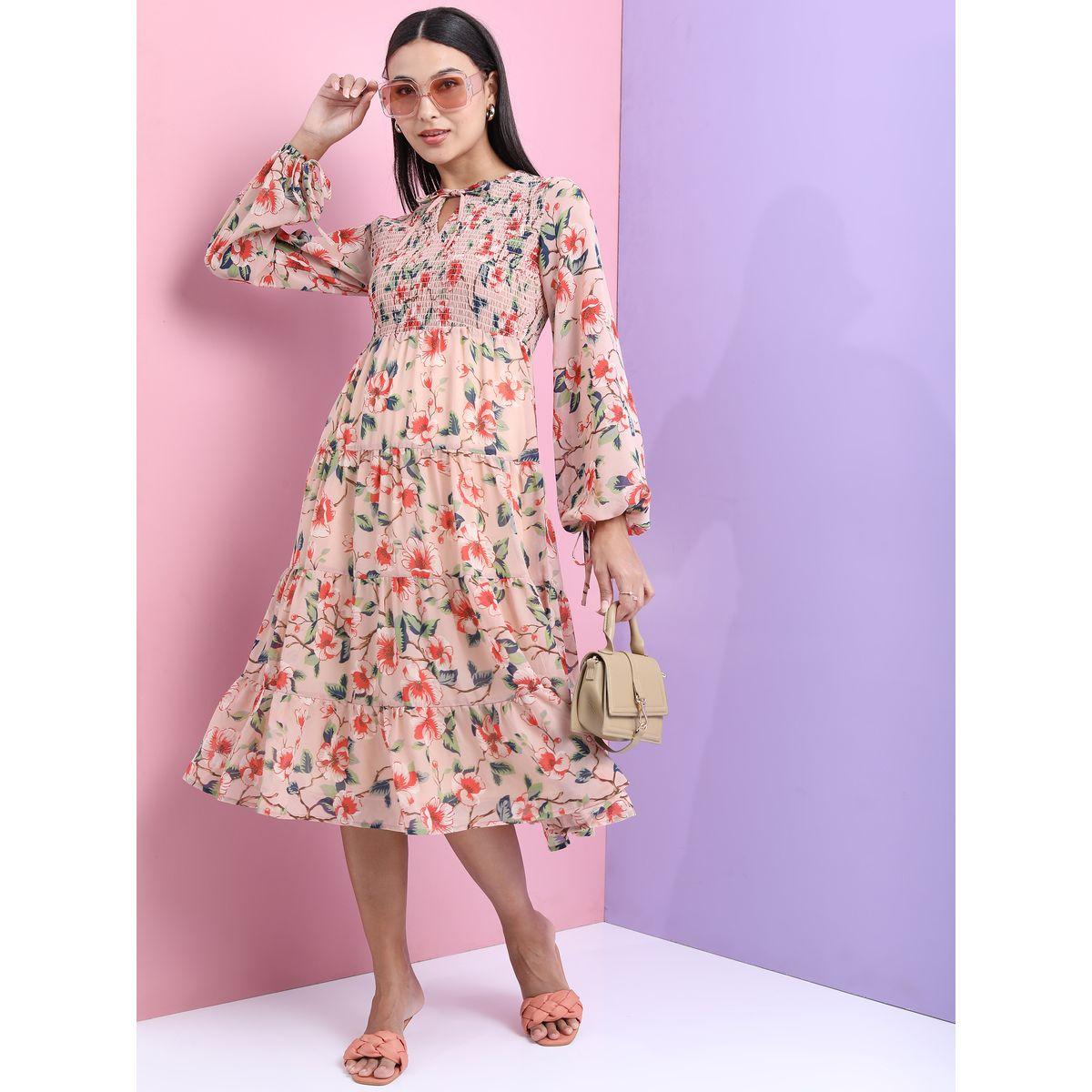 فستان بكسرات مطبع بزهور طوكيو توكيز × ستايلي-women-clothing-dresses-image-1