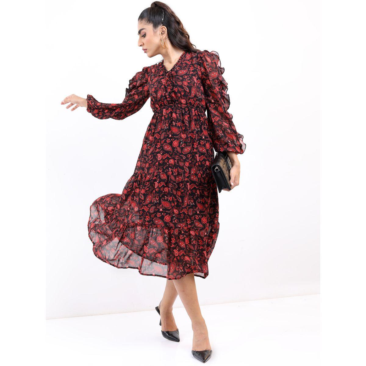 فستان ميدي مطبع بطبعات بيزلي طوكيو توكيز × ستايلي-women-clothing-dresses-image-1