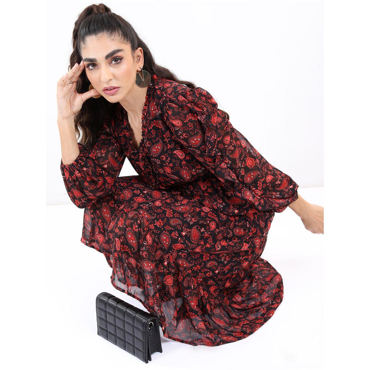فستان ميدي مطبع بطبعات بيزلي طوكيو توكيز × ستايلي-women-clothing-dresses-image-2