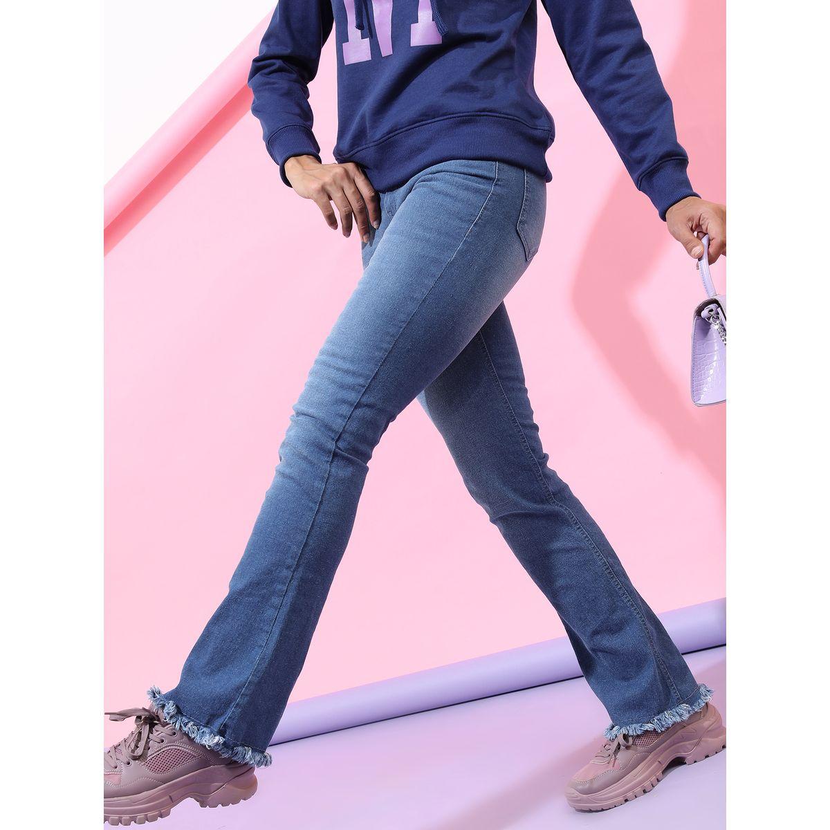 Tokyo Talkies X Styli Mid Rise Frayed Hem Bootcut Jeans-women-clothing-bottoms-jeans-image-1