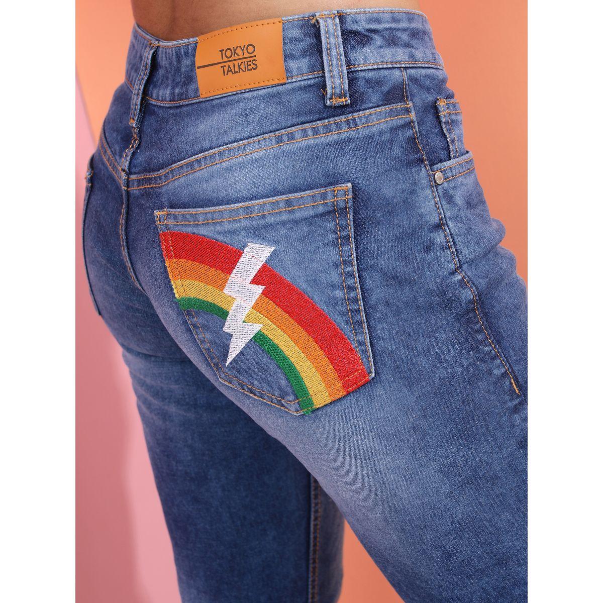 جينز بقصة واسعة وخصر متوسط طوكيو توكيز × ستايلي-women-clothing-bottoms-jeans-image-4