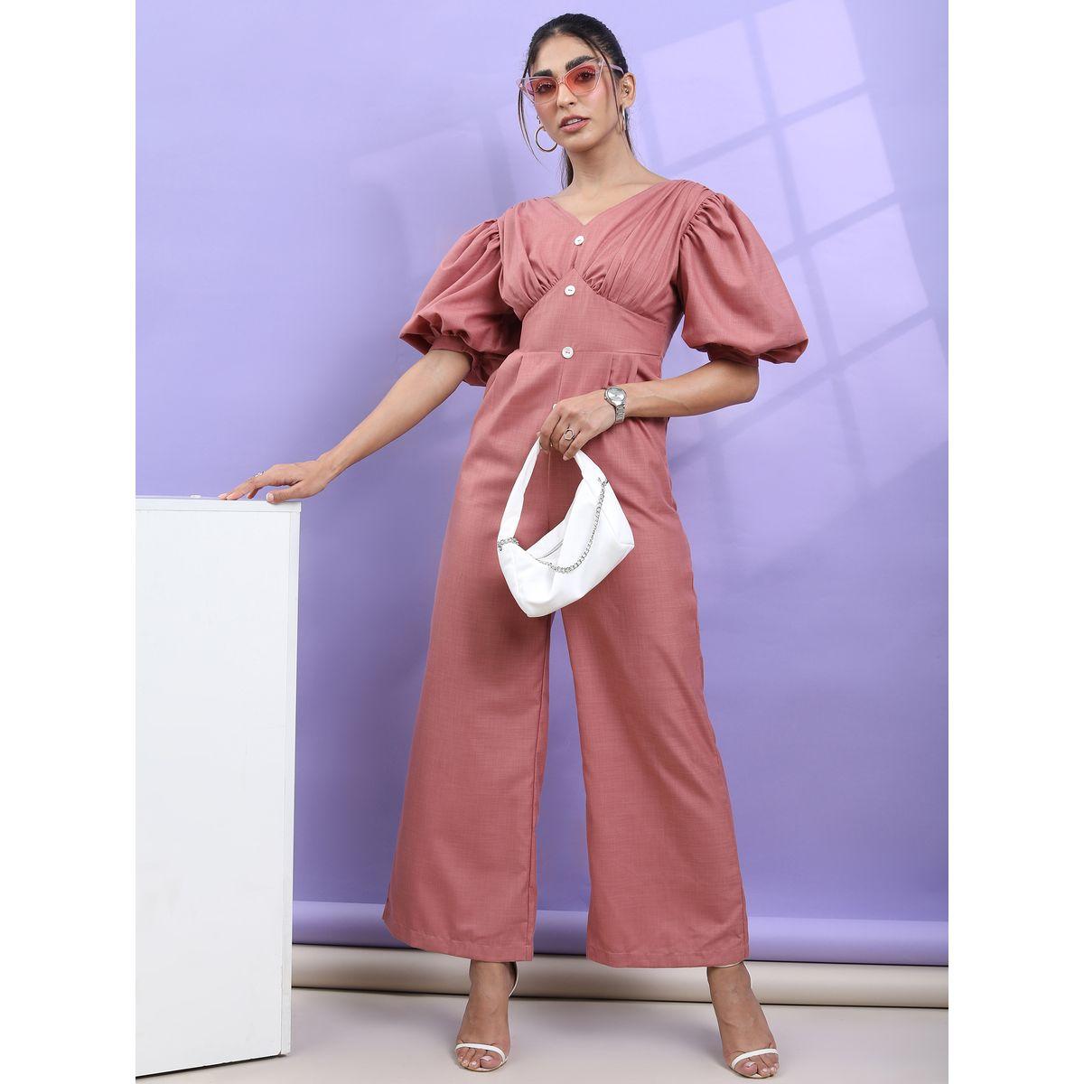 Tokyo Talkies X Styli Puff Sleeves Back Bow Detail Jumpsuit-women-clothing-jumpsuits-image-1