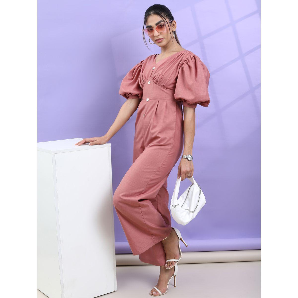 Tokyo Talkies X Styli Puff Sleeves Back Bow Detail Jumpsuit-women-clothing-jumpsuits-image-2
