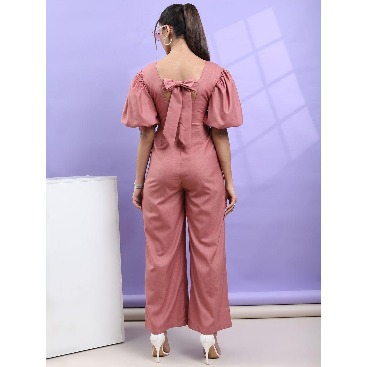 Tokyo Talkies X Styli Puff Sleeves Back Bow Detail Jumpsuit-women-clothing-jumpsuits-image-3