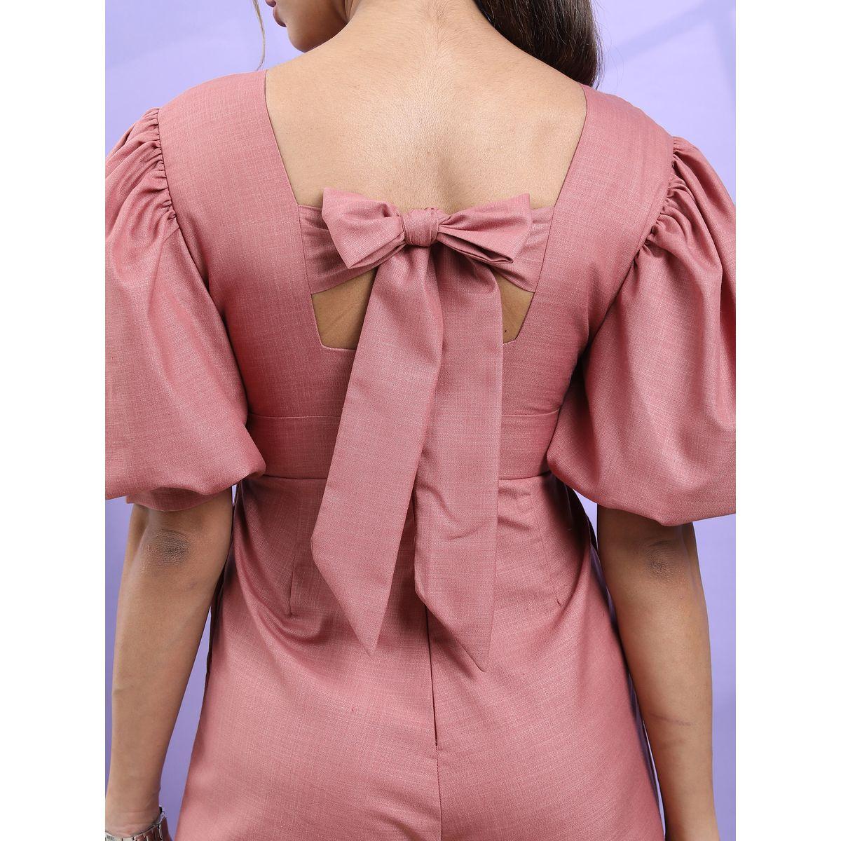 Tokyo Talkies X Styli Puff Sleeves Back Bow Detail Jumpsuit-women-clothing-jumpsuits-image-4