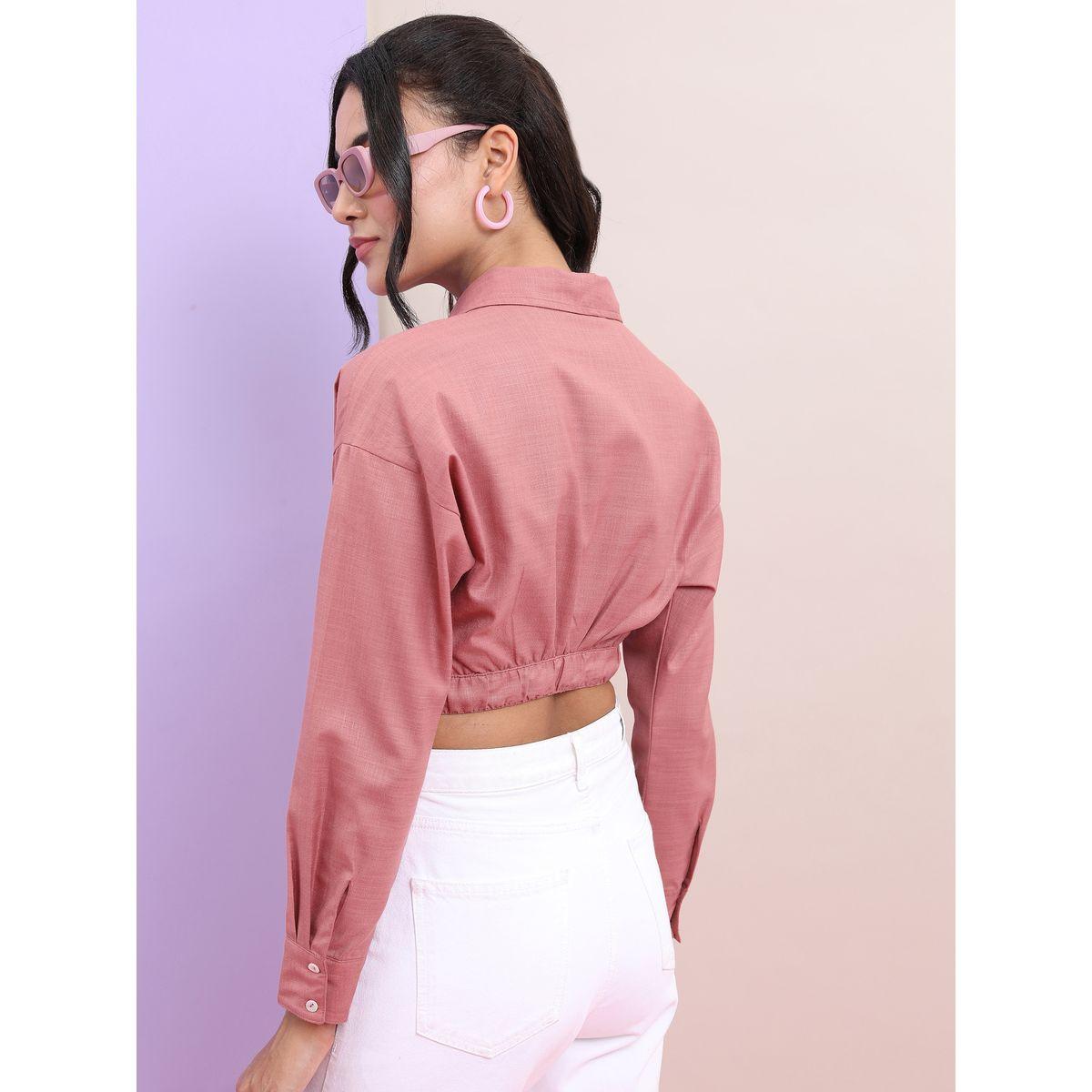 Tokyo Talkies X Styli Raglan Long Sleeves Collared Crop Blouse-women-clothing-shirtsandblouses-shirts-image-3