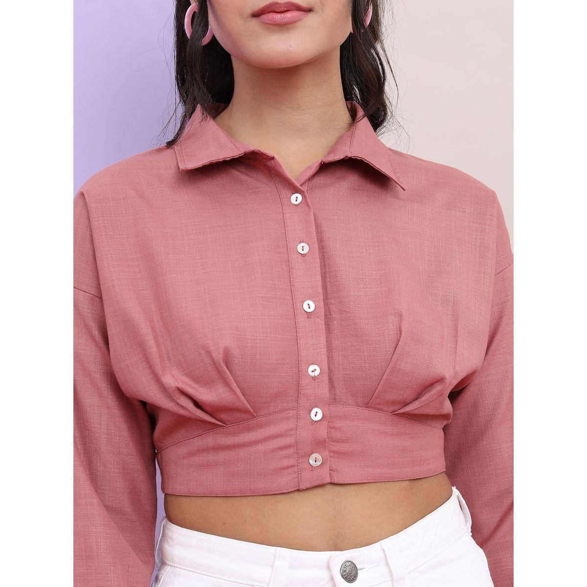 Tokyo Talkies X Styli Raglan Long Sleeves Collared Crop Blouse-women-clothing-shirtsandblouses-shirts-image-4